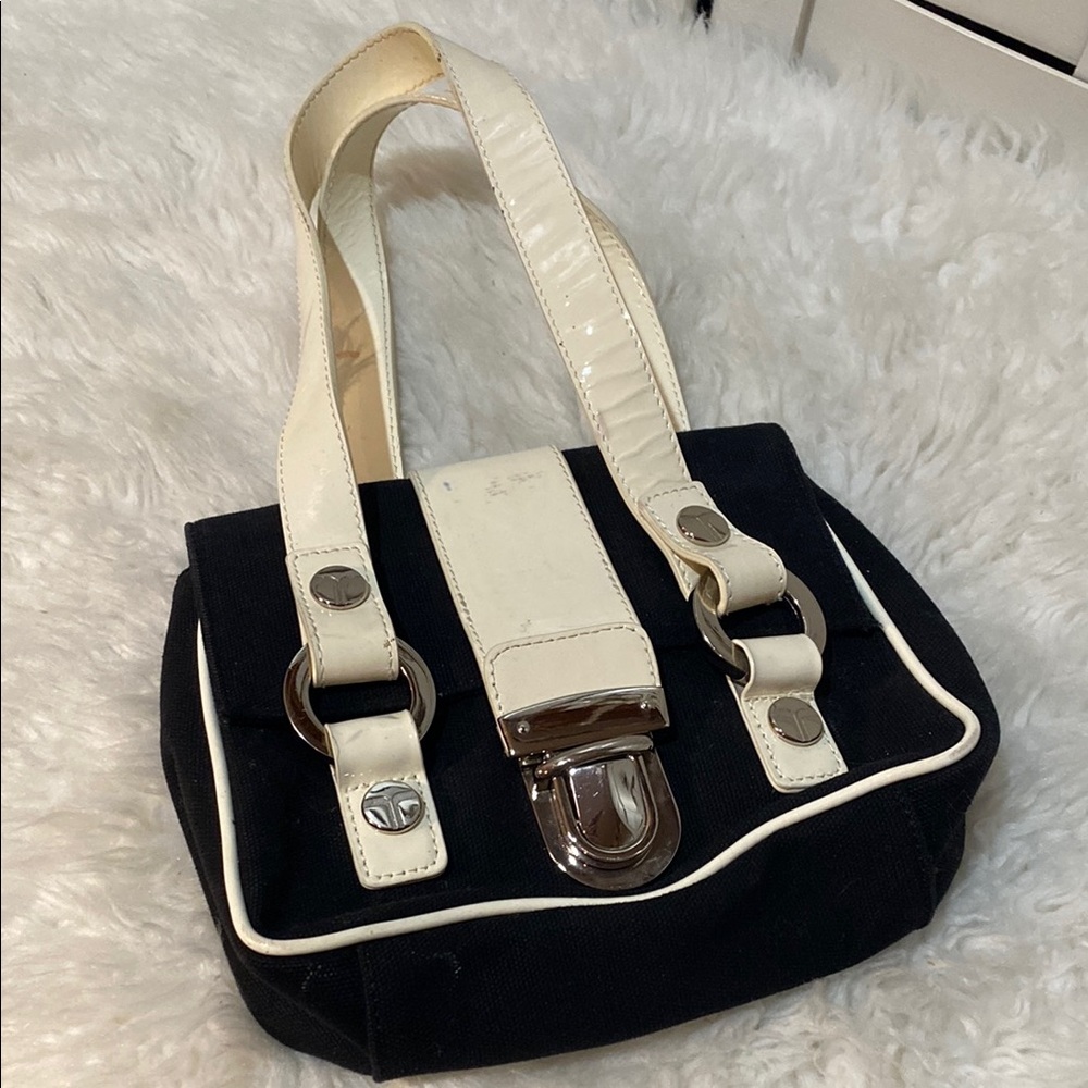Trina Turk Black and White Shoulder Bag with Structured Design
